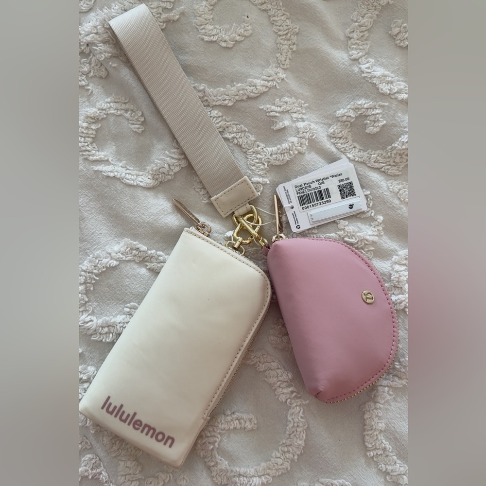 Lululemon Cream and Pink Wristlet Set